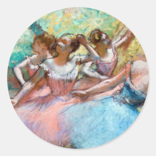 Sticker Rond Edgar Degas - Quatre Ballerinas sur scène