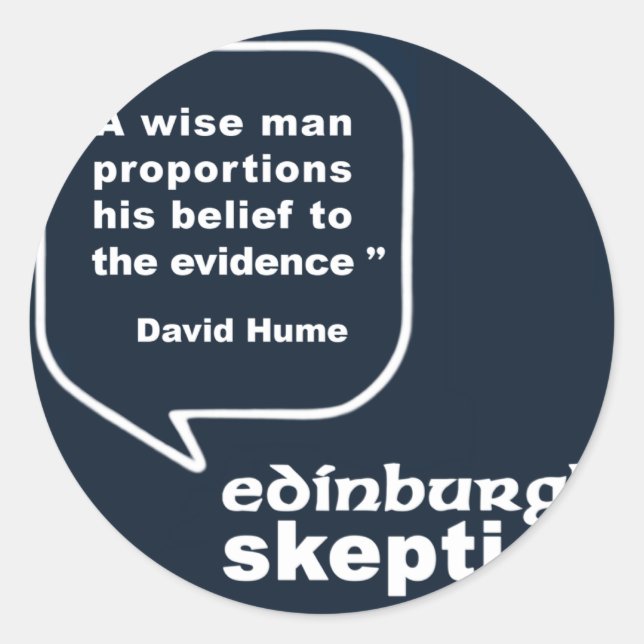 Sticker Rond Edimbourg sceptiques - Citation Hume (Devant)
