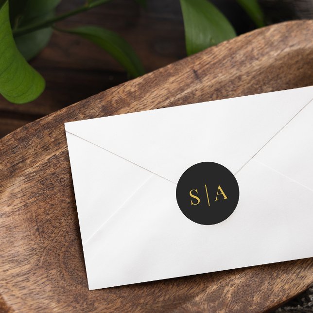 Sticker Rond Editable Background Color Wedding Monogram (Créateur téléchargé)