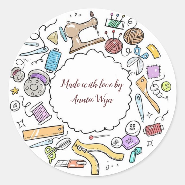 Sticker Rond Editable Craft Supplies Made With Love (Devant)