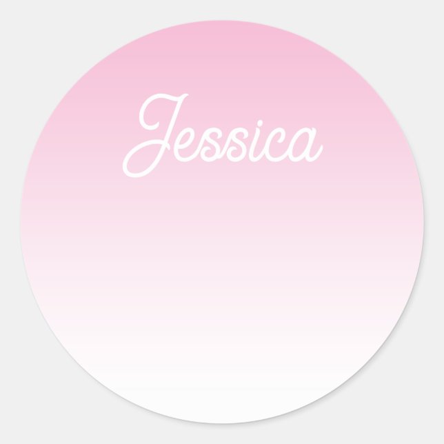 Sticker Rond (Editable) Light Pink Color Ombre & Your Text (Devant)