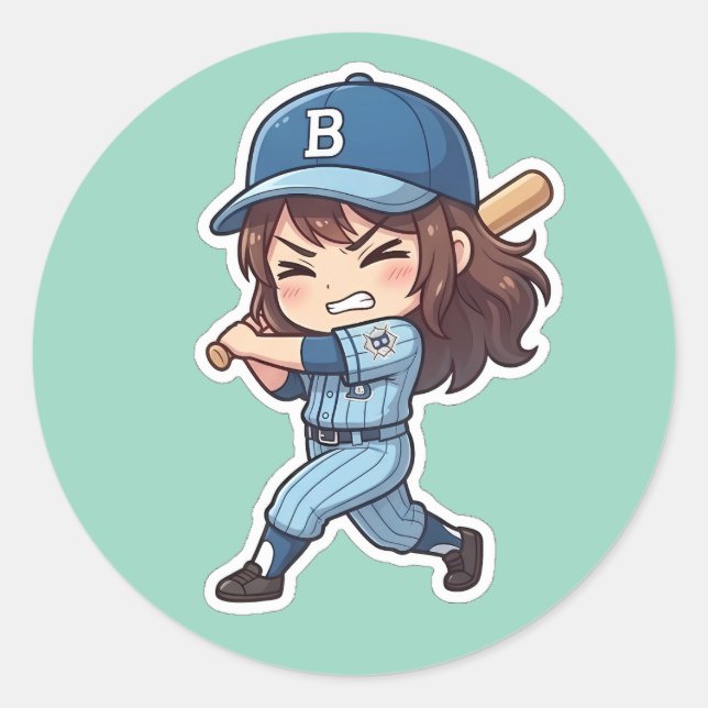 Sticker Rond Édition Chibi Baseball - Le Frappeur Puissant (Devant)