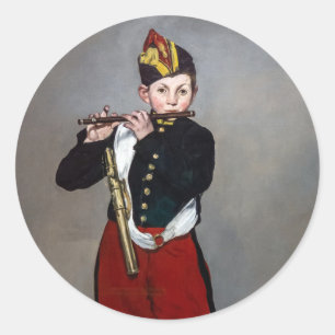 Sticker Rond Edouard Manet - Le Fifre / Jeune flûtiste