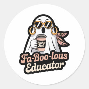 Sticker Rond Éducateur Fa-Boo-lous Fantôme Enseignant Carburant