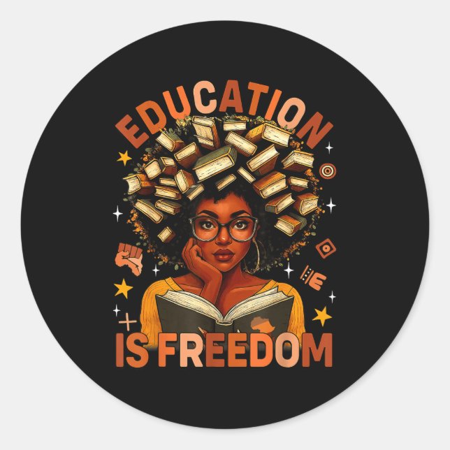 Sticker Rond Education Is Dom Black Teacher Books Black History (Devant)