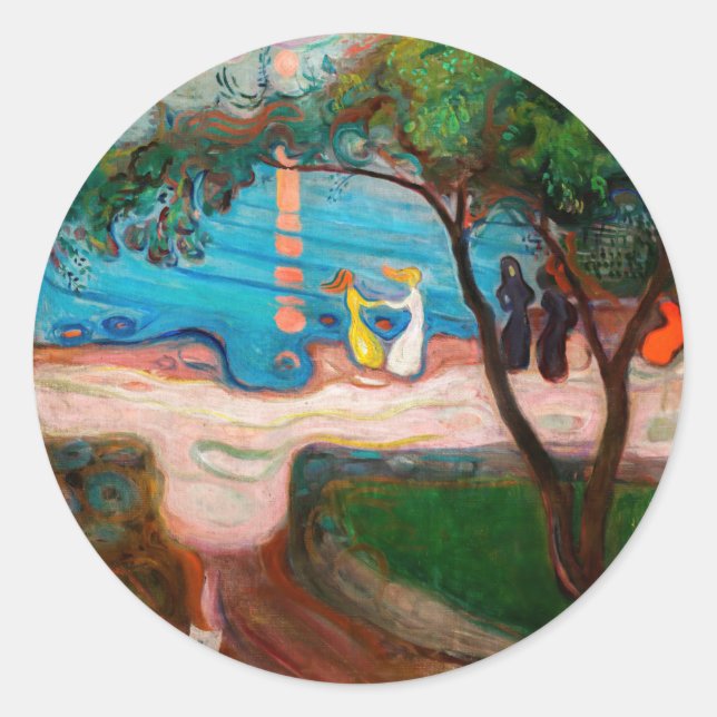 Sticker Rond Edvard Munch - Danse sur la plage (Devant)