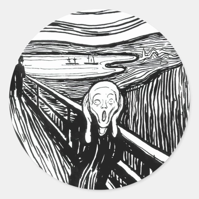Sticker Rond Edvard Munch - La lithographie de cri (Devant)