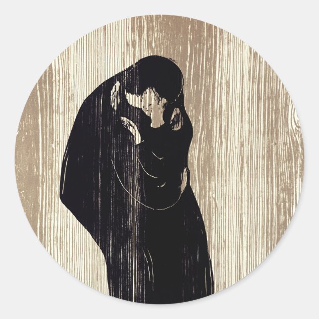 Sticker Rond Edvard Munch - Le Kiss IV (Devant)