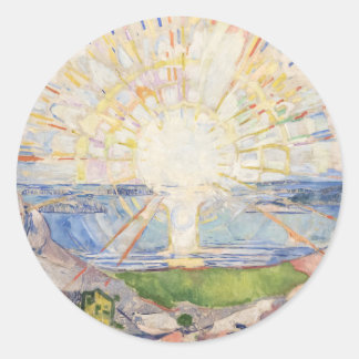 Sticker Rond Edvard Munch Lever de soleil Art nouveau Expressio