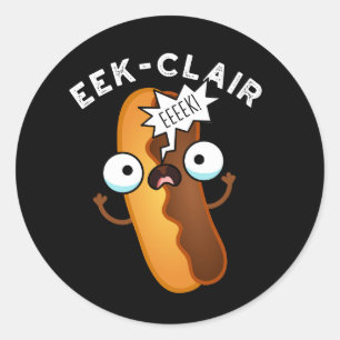 Sticker Rond Eek-clair Funny Eclair Pun Dark BG