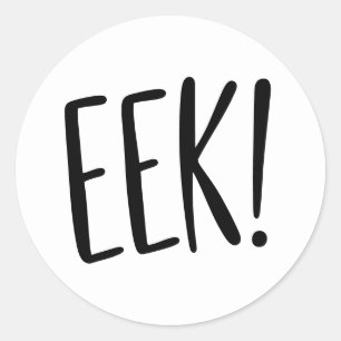 Sticker Rond EEK ! Drôle d'Halloween   Mignon Fantomatique Noir