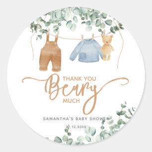 Sticker Rond Eeucalyptus verdoyant On peut attendre le Baby sho