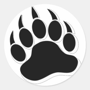 Sticker Rond Effet 3D de griffe d'ours gay Awesome en N&B
