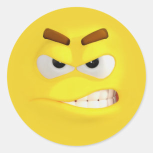 Sticker Rond Effet 3D en colère Emoji