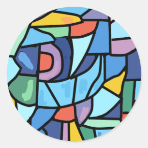 Sticker Rond Effet coloré en verre de tache