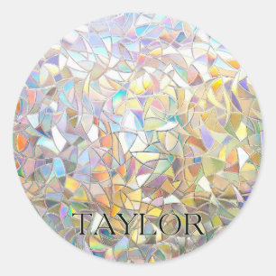 Sticker Rond Effet de verre teinté prismatique - Arc-en-ciel pr