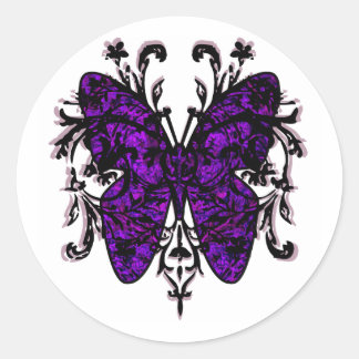 Sticker Rond Effet papillon (violet)