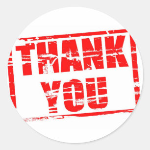 Sticker Rond effet tampon en caoutchouc rouge Merci