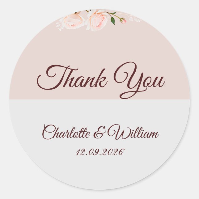 Sticker Rond Effets doux violet et gris avec fleur (Devant)