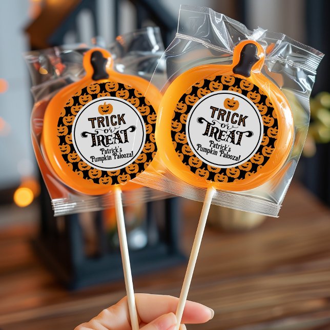 Sticker Rond Éffrayant Black Orange Citrouille Garçon Halloween (Créateur téléchargé)