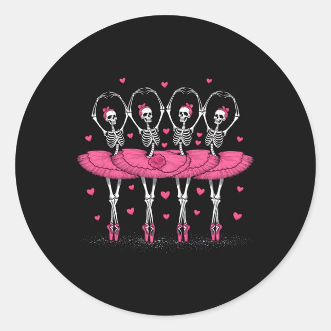 Sticker Rond Éffrayant Byllerina Skeleton Danser Drôle Hallowee (Devant)