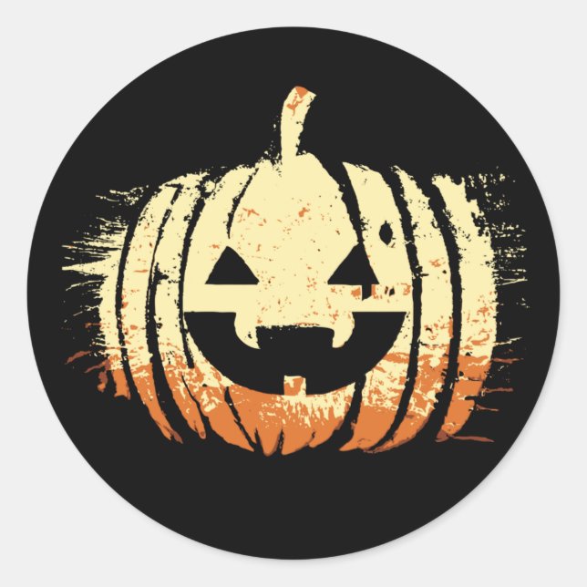 Sticker Rond Éffrayant Citrouille de rire | Halloween (Devant)