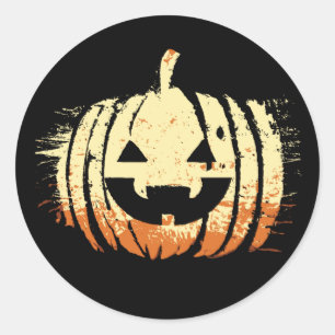 Sticker Rond Éffrayant Citrouille de rire Halloween