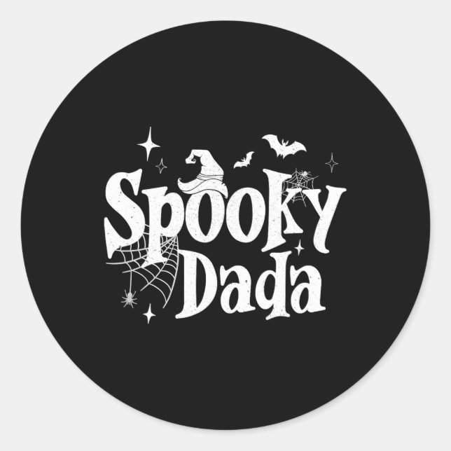 Sticker Rond Éffrayant Dada Witch Drôle Halloween Costume Papa  (Devant)