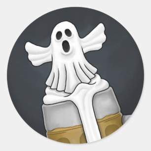 Sticker Rond Éffrayant fantôme d'Halloween