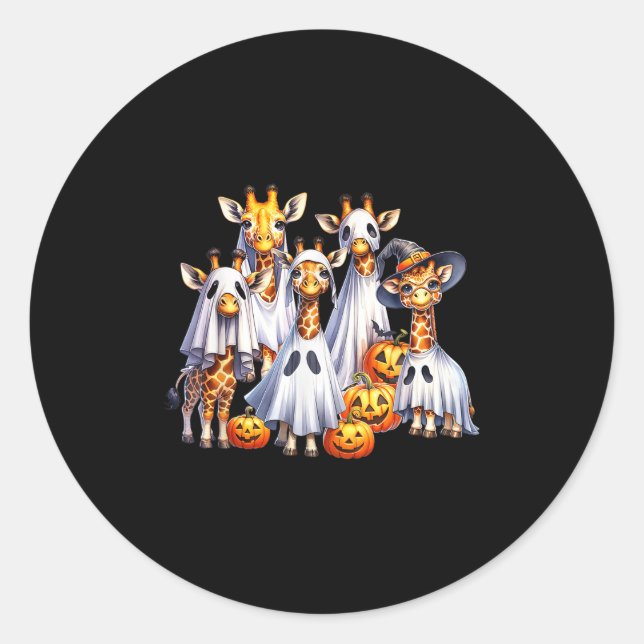 Sticker Rond Éffrayant Ghost Giraffe Halloween Funny African An (Devant)