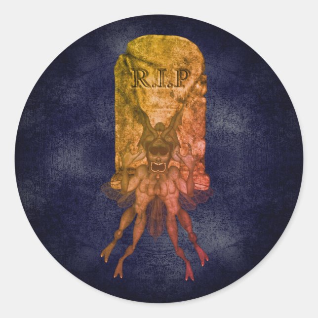 Sticker Rond Effrayant Goblin Tombstone Halloween (Devant)