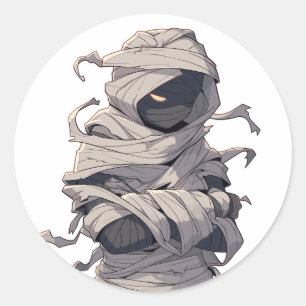 Sticker Rond Éffrayant Halloween égyptienne maman bras croisés