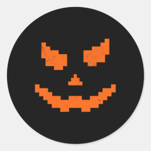 Sticker Rond Effrayant Halloween Jack-o'-lantern Citrouille mal
