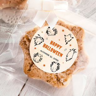 Sticker Rond Éffrayant Halloween mignon fantôme