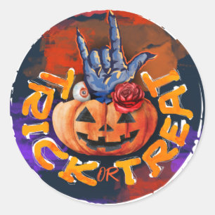 Sticker Rond Effrayant Halloween Trick ou Treat Party Favoriser