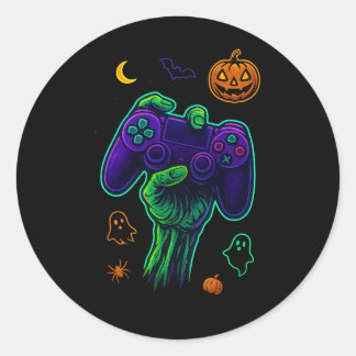 Sticker Rond Éffrayant Joueur Zombie Halloween Jeu d'oreiller