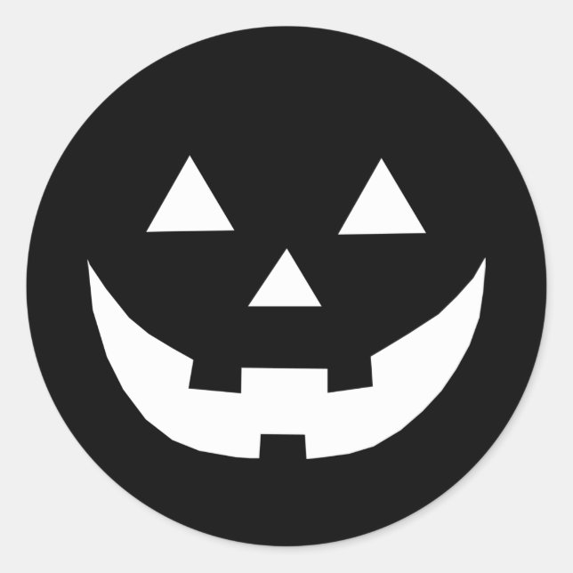 Sticker Rond Éffrayant noir Jack-o'-lantern effrayant drôle Hal (Devant)