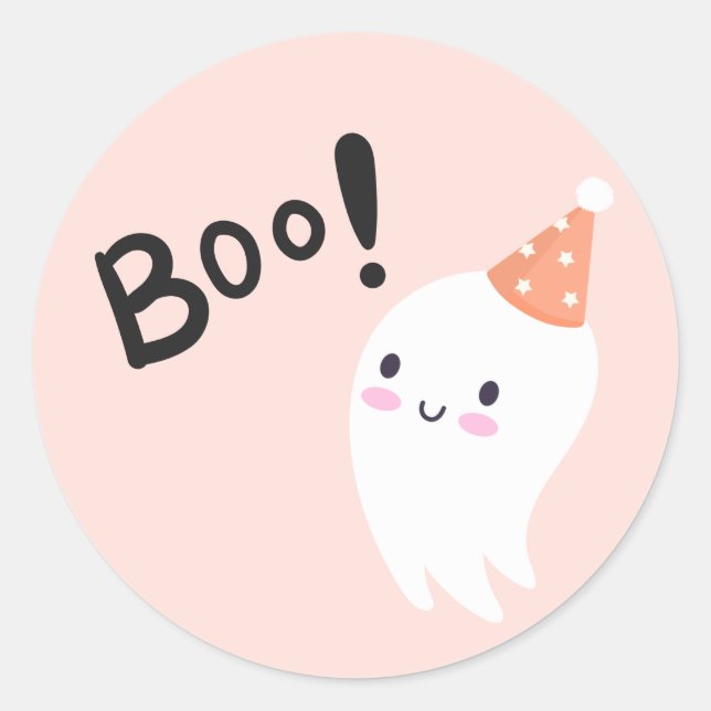 Sticker Rond Éffrayant One mignon Halloween Ghost 1er Anniversa (Devant)