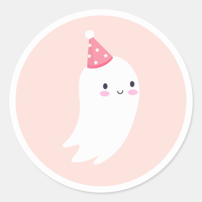 Sticker Rond Éffrayant One mignon Halloween Ghost 1er Anniversa (Devant)