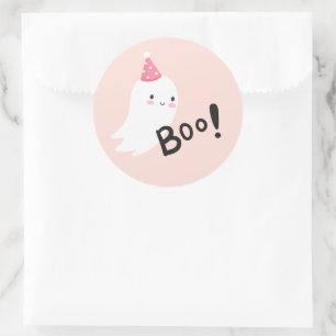 Sticker Rond Éffrayant One mignon Halloween Ghost 1er Anniversa