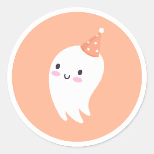 Sticker Rond Éffrayant One mignon Halloween Ghost 1er Anniversa