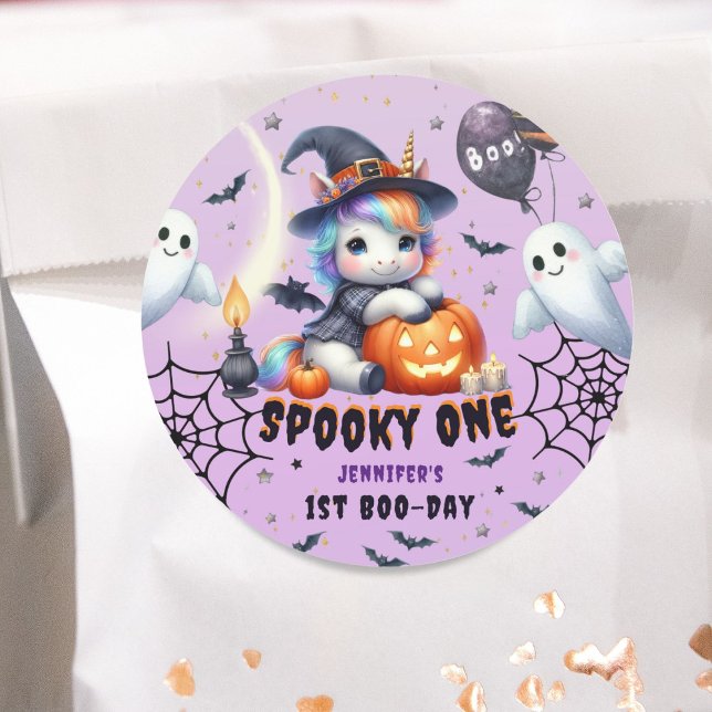 Sticker Rond Éffrayant ONE mignonne fille violet Halloween 1er  (Créateur téléchargé)