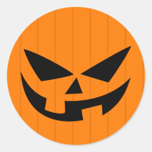 Sticker Rond Effrayant Orange Jack O'Lantern Fête d'Halloween F
