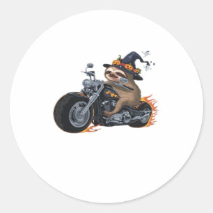 Sticker Rond Éffrayant Sloth Motorcycle Ride Halloween Biker Fu