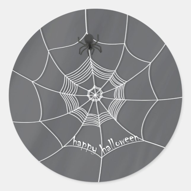 Sticker Rond Éffrayant Spider dans Spider Web Classic Round Sti (Devant)