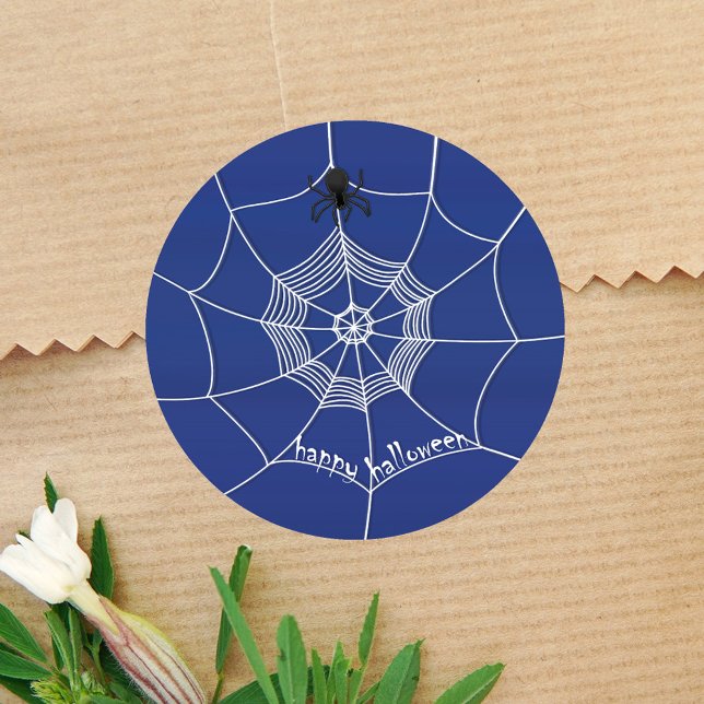 Sticker Rond Éffrayant Spider Halloween heureux (Happy Halloween spooky spider sticker)