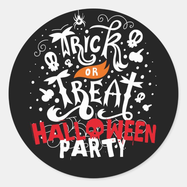 Sticker Rond Éffrayant Trick ou traiter Halloween Fête Favorise (Devant)