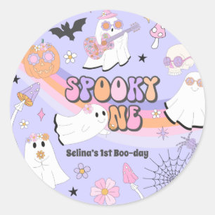 Sticker Rond Éffrayant Un Halloween Fantôme Super 1er Anniversa