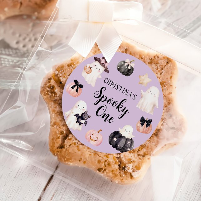 Sticker Rond Éffrayant Une Halloween Fille 1er anniversaire (Créateur téléchargé)