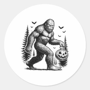 Sticker Rond Éffrayante Halloween Pumskin Bigfoot Chemise Homme